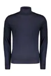 Moorer Dark Blue Sweater With A High Elegant Collar In Multi
