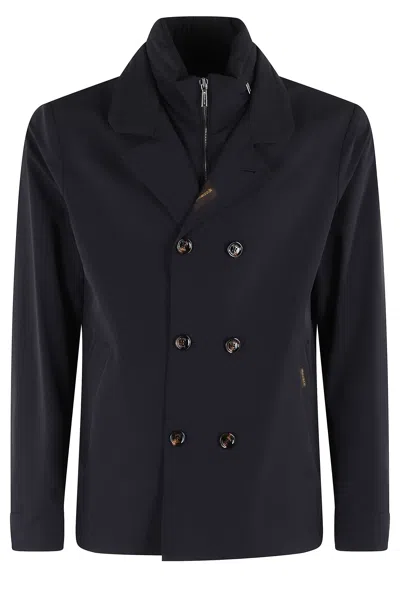 Moorer Dark Blue Volmer Kn Detachable High Collar Polyester Jacket In Black