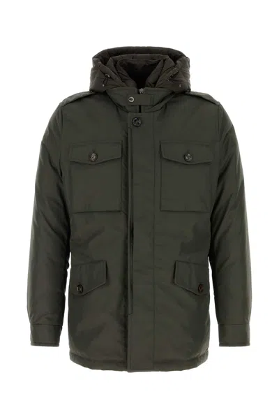 Moorer Polyester Down Jacket Hood Long Sleeves In Green