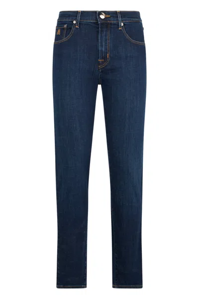 Moorer Dark Denim Jeans, Classic And Versatile Fit. In Blue