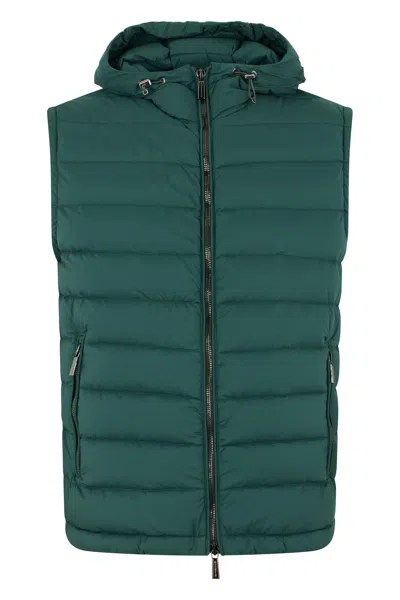 Moorer Dark Green Winter Gilet With Hood