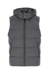 MOORER DARK GREY WOOL BLEND SLEEVELESS DOWN JACKET