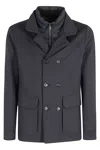 Moorer Dark Navy Viscose Coat In Dark Blu