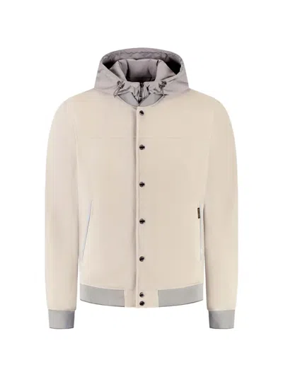 Moorer Darren-ur Hooded Buttoned Jacket In Neutral