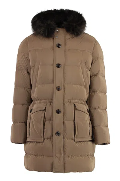 Moorer Darris Hooded Parka In Brown