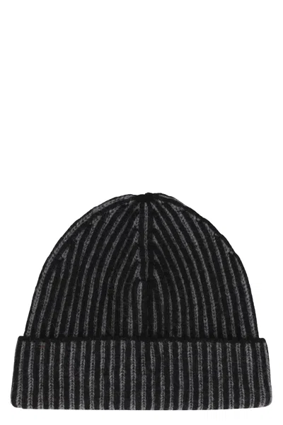 Moorer Davis Knitted Beanie In Black