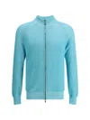 Moorer Dean-sia Cardigan In Caribbean Turquoise/bianco