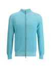Moorer Dean-sia Cardigan In Caribbean Turquoise/bianco