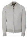 Moorer Dean-wsv Ribbed Zip-front Cardigan In Gray