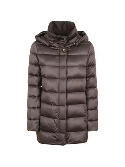 Moorer Delia-se3 Quilted Hooded Coat In Brown