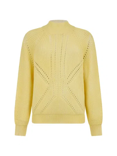 Moorer Delilah Pointelle-knit Raglan-sleeve Sweater In Yellow