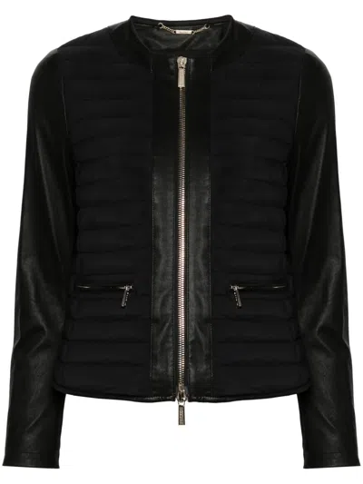 Moorer Delma Quilted Leather Jacket In Black