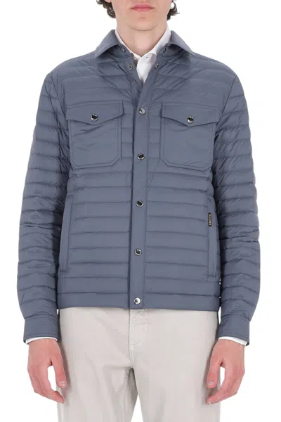 Moorer Bersan-s3c Boudin-quilted Down Jacket In Blue