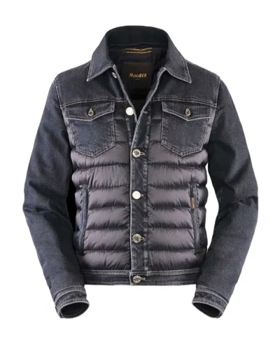 Moorer Denim Spliced Down Jacket In Black