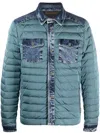 Moorer Crespi Denim Patchwork Down Jacket In Blau