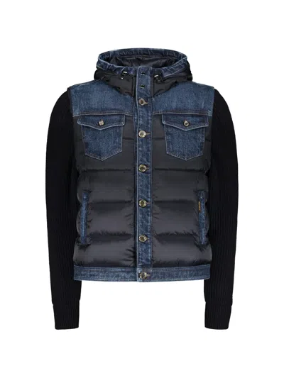 Moorer Denim-panelled Hooded Jacket In Multi