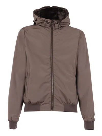 Moorer Dennys Stp Hooded Casual Jacket In Brown