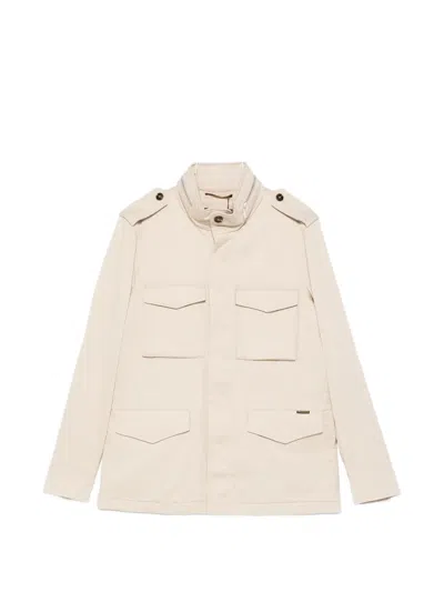 Moorer Denver Buttoned Pocketed Jacket In Neutral