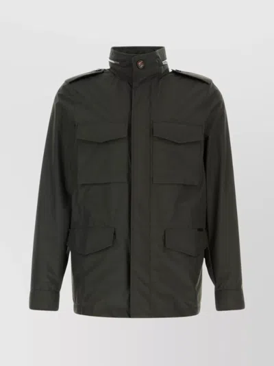 Moorer Denver Jacket With Buttoned Cuffs And Epaulettes In Green