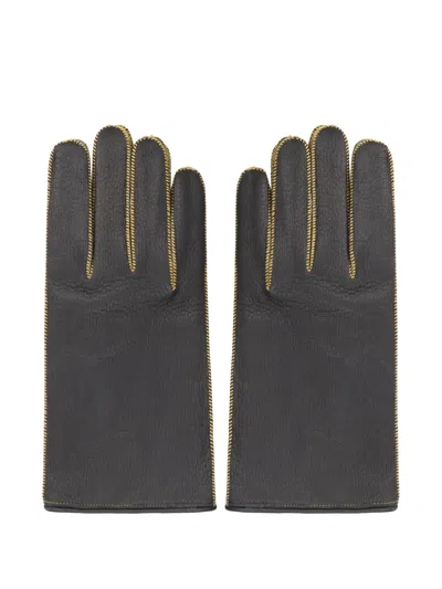 Moorer Derek Leather Gloves In Gray