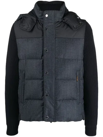Moorer Detachable-sleeve Padded Jacket In Blue