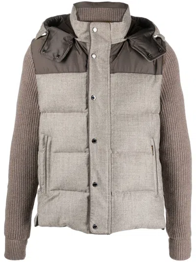 Moorer Detachable-sleeve Padded Jacket In Neutrals