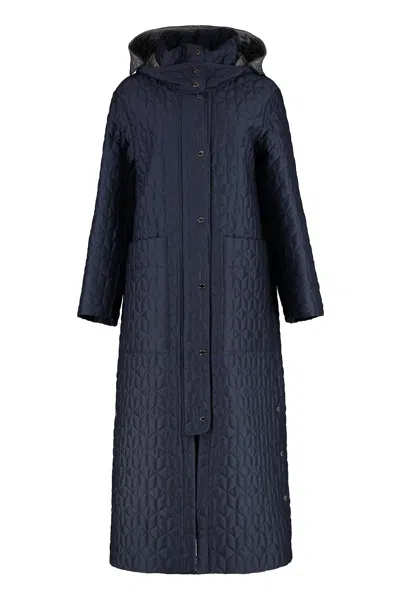 Moorer Domizia Quilted Long Down Jacket In Blue