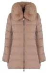 Moorer Dorado Fur Collar Down Jacket In Burgundy