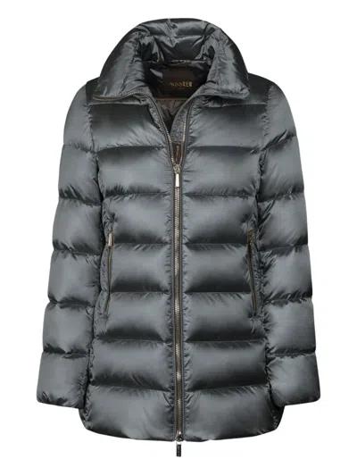 Moorer Dorado-hc Zip-up Quilted Coat In Gray
