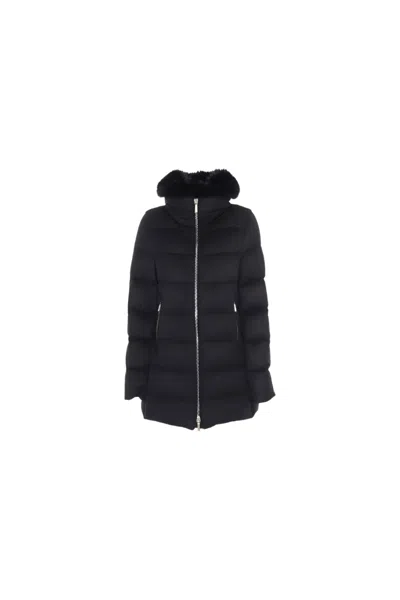 Moorer Dorado-fur-ls9 Fur Hood Mid-length Down Jacket Nero In Black