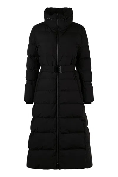 Moorer Dorianne Belted Long Down Jacket In Black