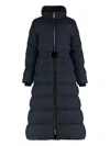 Moorer Dorianne Belted Long Down Jacket In Blue