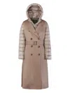 Moorer Double-breasted Belted Coat In Brown