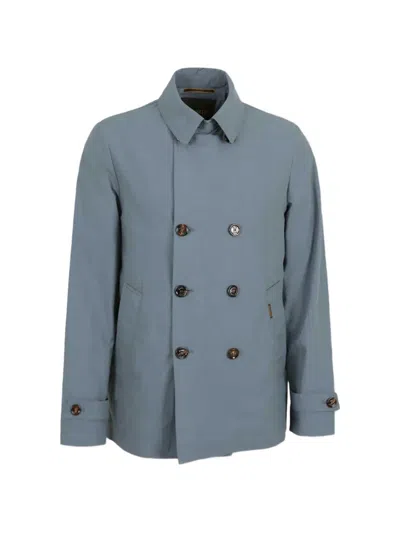 Moorer Double-breasted Coat In Blue