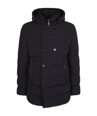 Moorer Double-breasted Hooded Cotton Suit In Black
