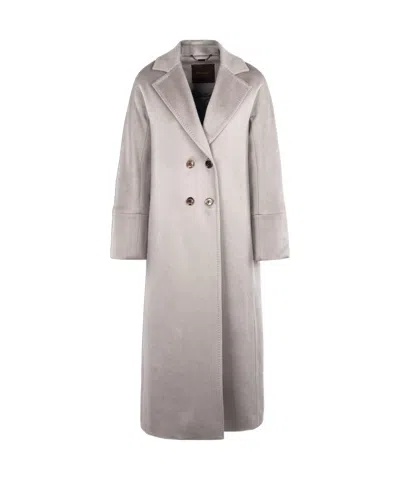 Moorer Double-breasted Long Coat In Marmo