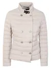 Moorer Double-breasted Quilted Down Coat With Shiny Buttons In White