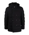 Moorer Double-breasted Hooded Quilted Down Jacket In Black