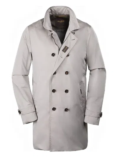 Moorer Double-breasted Zip-front Coat In Gray