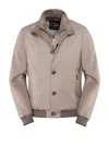 Moorer Double Collar Technical Bomber Jacket With Detachable Inner In Neutral