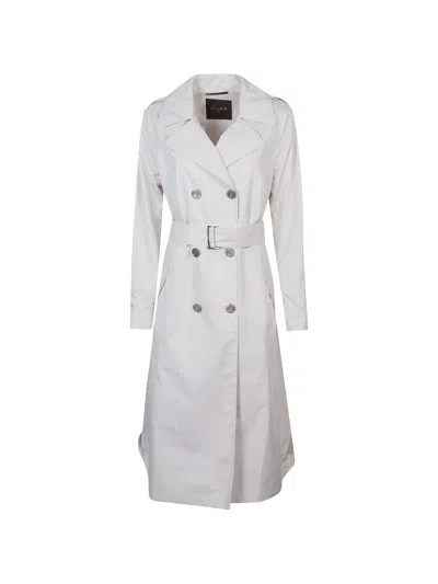 Moorer Cleopatra Trench Coat Belted Waist In White