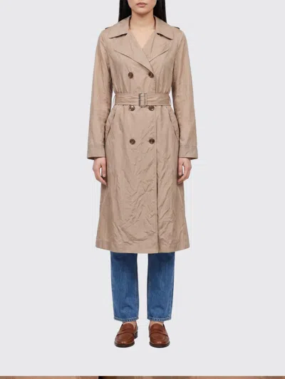 Moorer Double-breasted Cotton Trench Coat In Brown