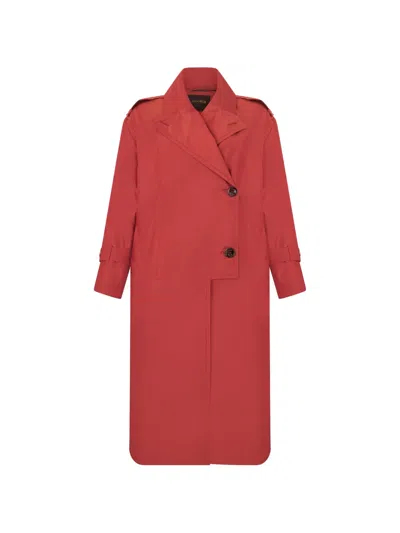 Moorer Double-breasted Epaulette-detail Coat In Red