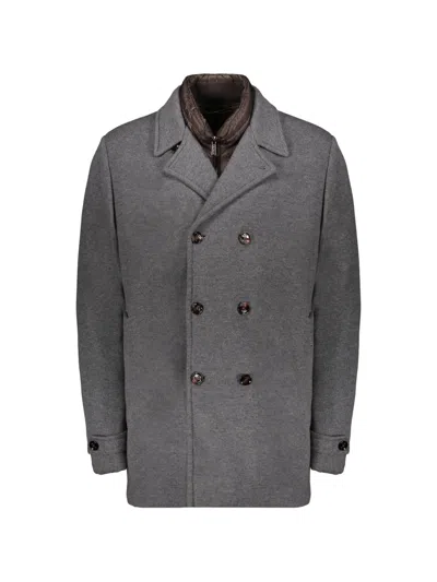 Moorer Double-breasted Layered Jacket In Gray