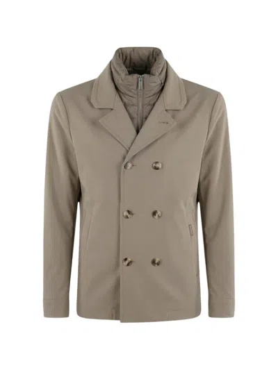 Moorer Double-breasted Peacoat In Gray