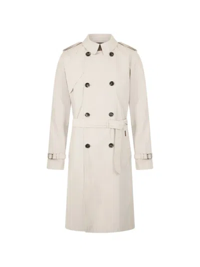 Moorer Double-breasted Trench Coat In Neutral