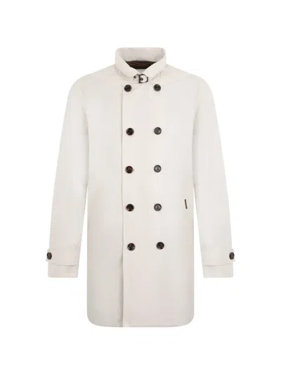 Moorer Double-breasted Trench Coat In White