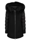 Moorer Wool Blend Down Jacket With Fur Trim In Nero