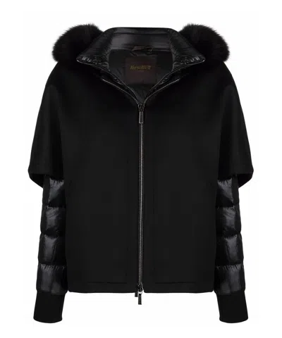 Moorer Detachable Shawl Coat In Animal Print