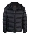 Moorer Short Down Jacket With Hood In Blue